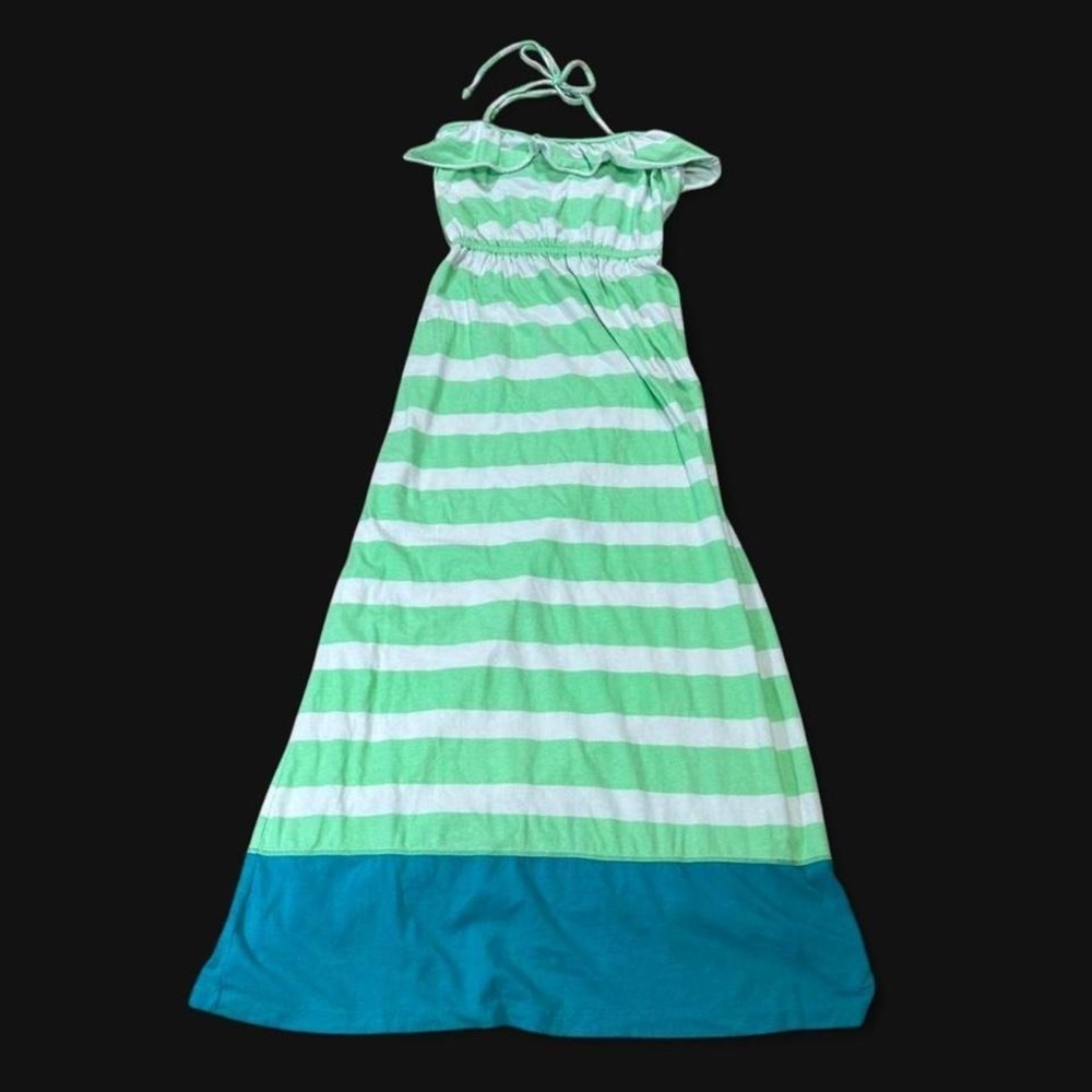 Y2K Aeropostale Striped Colorblock Beachy Halter Dress Summer Preppy Womens M